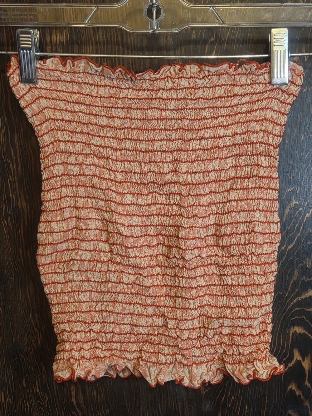 Vntge Sutton Studios Smocked Crop Top Cream/Red 'Houdy Hornby' Bloomingdales